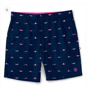 Scales 30 Performance Stretch Trippy Fish 8.5" Chino Walkshorts Navy